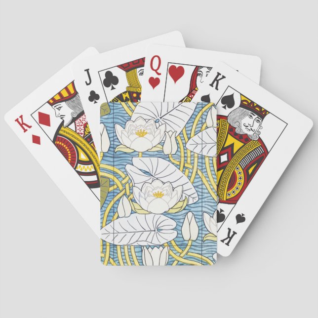 Water Lily Art Nouveau Floral Playing Cards (Back)