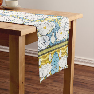 Water Lily Art Nouveau Floral Short Table Runner