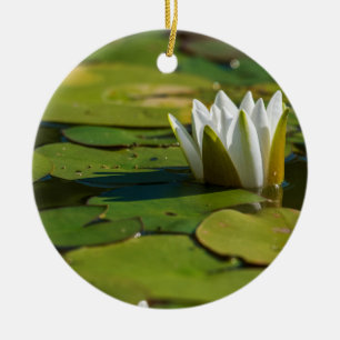 Water Lily Blossom Ceramic Ornament