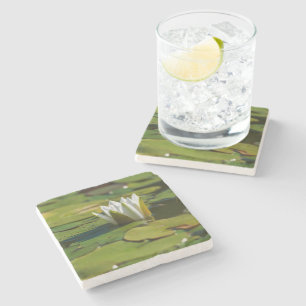 Water Lily Blossom Stone Coaster