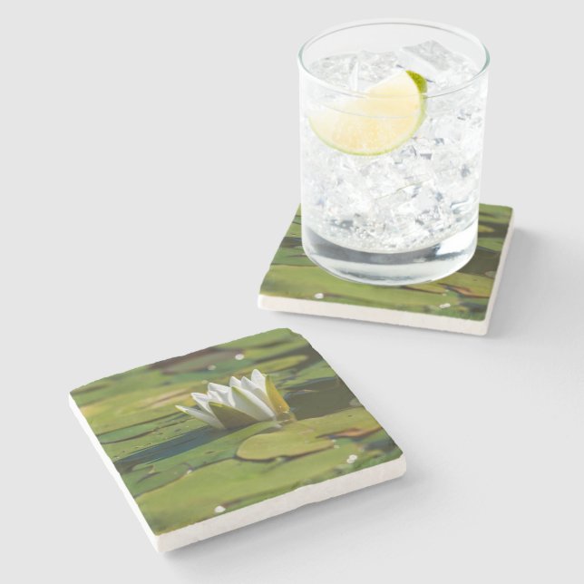 Water Lily Blossom Stone Coaster (Side)