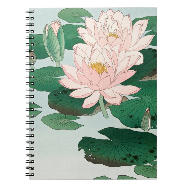 Water Lily by Ohara Koson, Floral Japanese Art Notebook (Front)
