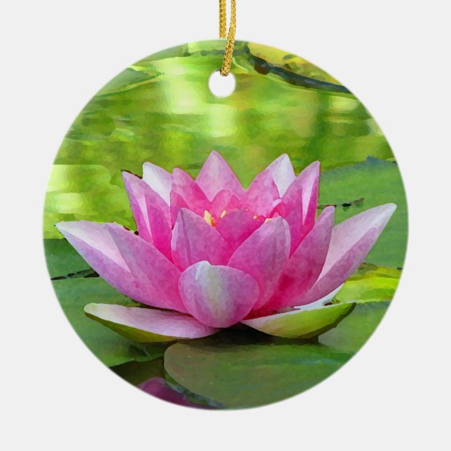 Water Lily Ceramic Tree Decoration (Front)