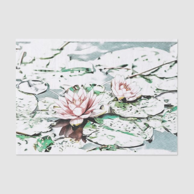 Water Lily decoupage paper pond scene  (Front)