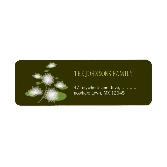 Water Lily Elegant Simple Contemporary Wedding Return Address Label