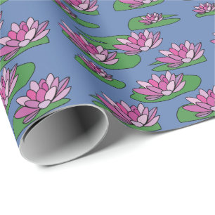 Water Lily Floral Flowers Wrapping Paper