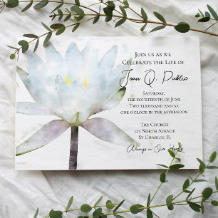 Water Lily Flower Celebration of Life Memorial Invitation