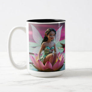 Water Lily Flower Fairy Two-Tone Coffee Mug