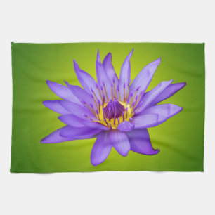 Water Lily Flower Pond Aquatic Purple Water Bloom Tea Towel