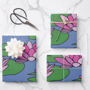Water Lily Garden Floral Wrapping Paper Sheet