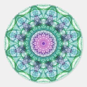 Water Lily kaleidoscope Classic Round Sticker