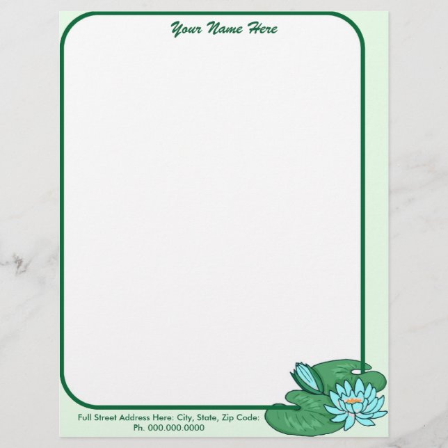 Water Lily Letterhead (Front)