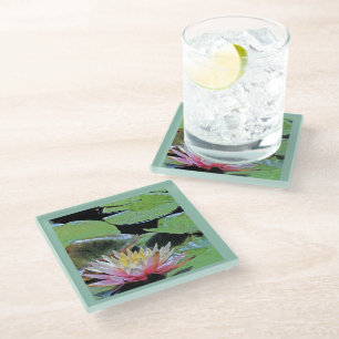 WATER LILY & LILY PADS GLASS COASTER