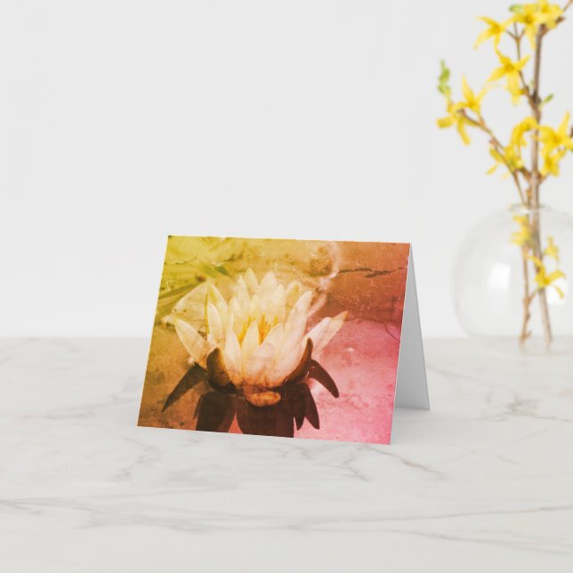 Water Lily Lotus Flower Art Note Card (Yellow Flower)