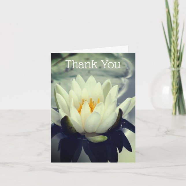 Water Lily Lotus Flower Thank You Card (Front)