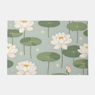 Water Lily Lotus Pond Pattern Doormat