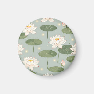 Water Lily Lotus Pond Pattern Magnet