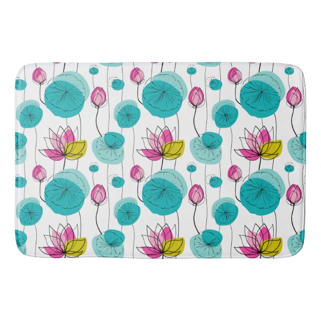 Water Lily Pads Flowers Bold Bright Colours  Bath Mat (Front)