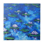 Water Lily Painting, Flower Art, Flowers Ceramic Tile<br><div class="desc">Water Lily Painting, Monet Style Impressionism Original Palette Knife Art Landscape in Oil, Waterlily Flowers, Floral Modern Art Home Decor T I T L E: Water Lily by Lisa Elley. I N S P I R E D* B Y: My love of nature and colour! Of course everyone knows Monet's...</div>