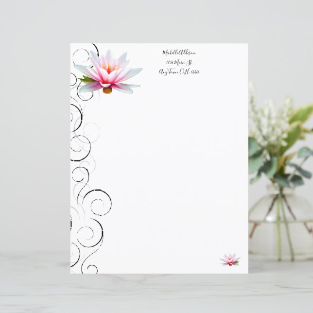 Water Lily Personalised Paper Sheet (Standing Front)