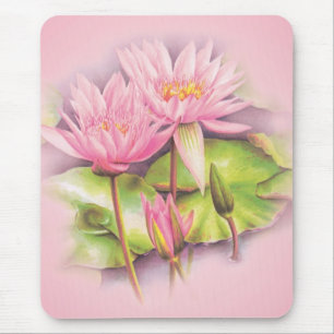Water lily pink fine art floral mouse mat