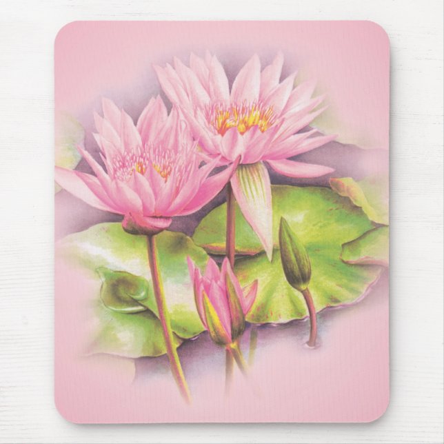 Water lily pink fine art floral mouse mat (Front)