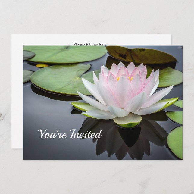 Water Lily Pink Floral Photo Bridal Shower Invitation (Front/Back)
