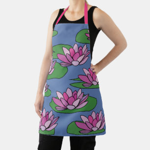 Water Lily Pink Flowers Floral Apron