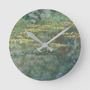 Water Lily Pond Claude Monet Round Clock