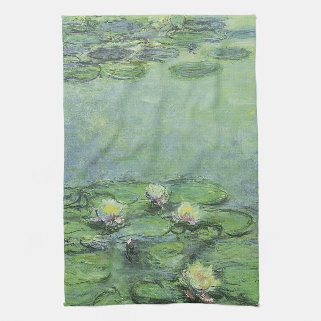 Water Lily Pond Impressionism Tea Towel (Vertical)