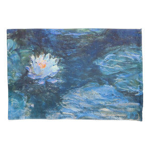Water Lily Pond in Blue Monet Fine Art Pillowcase
