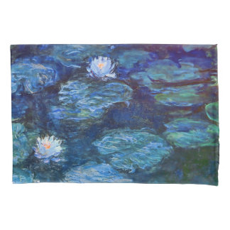 Water Lily Pond in Blue Monet Fine Art Pillowcase