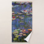 Water Lily Pond, Monet Bath Towel<br><div class="desc">Oscar-Claude Monet (14 November 1840 – 5 December 1926) was a French painter, a founder of French Impressionist painting and the most consistent and prolific practitioner of the movement's philosophy of expressing one's perceptions before nature, especially as applied to plein air landscape painting. The term ""Impressionism"" is derived from the...</div>