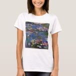 Water Lily Pond, Monet T-Shirt<br><div class="desc">Oscar-Claude Monet (14 November 1840 – 5 December 1926) was a French painter, a founder of French Impressionist painting and the most consistent and prolific practitioner of the movement's philosophy of expressing one's perceptions before nature, especially as applied to plein air landscape painting. The term ""Impressionism"" is derived from the...</div>