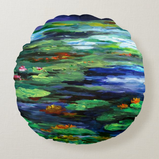 Water Lily Somnolence 2010 Round Cushion (Front)