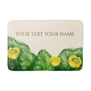 water-lily watercolor bath mat