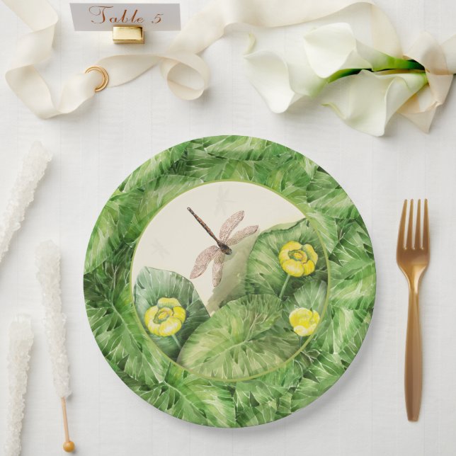 water-lily watercolor paper plate (Wedding)