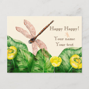 water-lily watercolor postcard