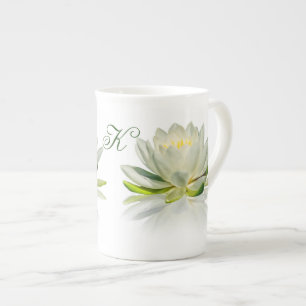 Water Lily with Customisable Monogram Bone China Mug