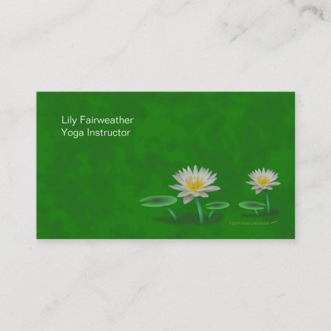 Water Lily Yoga Teacher Business Cards Template (Front)