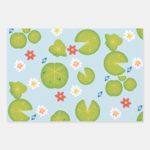 Water Lilypad Floral Pond Wrapping Paper Sheet