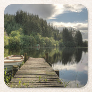 Water   Loch Ard Trossachs National Park Square Paper Coaster