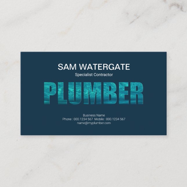 Water Log Plumber Signage Plumbing Service Business Card (Front)