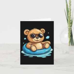 Water-loving Teddy Bear In A Swim Ring  Card