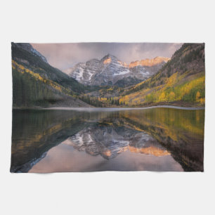 Water Maroon Bells Colorado Tea Towel
