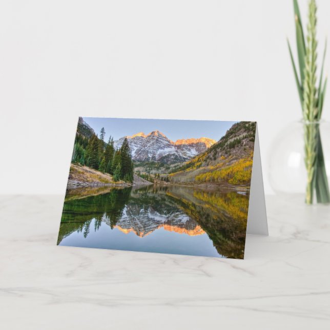 Water | Maroon Bells Lake Aspen Trees Card (Front)