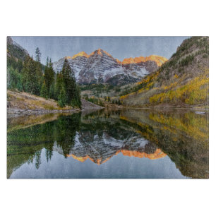 Water Maroon Bells Lake Aspen Trees Cutting Board