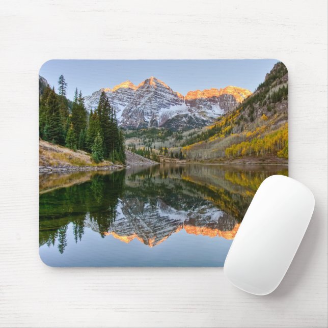 Water | Maroon Bells Lake Aspen Trees Mouse Pad (With Mouse)