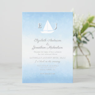 Water Meets Sky Watercolor Rehearsal Dinner Invitation