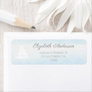 Water Meets Sky Watercolor Wedding Return Address Label